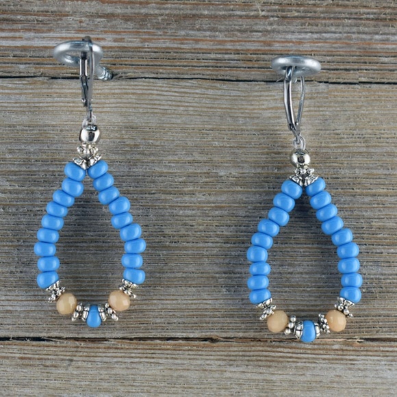 Seed Bead & Sea Sediment Jasper Necklace Earring - Picture 2 of 4